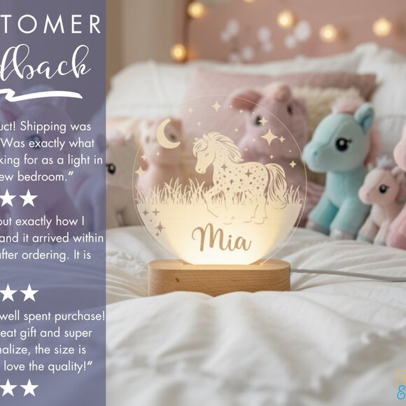 Horse Night Light – Personalized LED Lamp for Kids Room - Picture 7 of 8